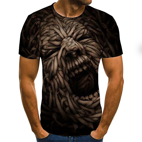 

Men's Daily Going out Basic T-shirt - 3D Print Black