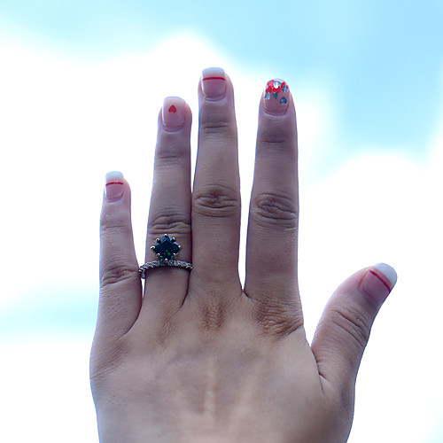 

Women's Ring Belle Ring AAA Cubic Zirconia 1pc Green Copper Silver-Plated Irregular Statement Luxury Party Evening Gift Jewelry Geometrical Wearable