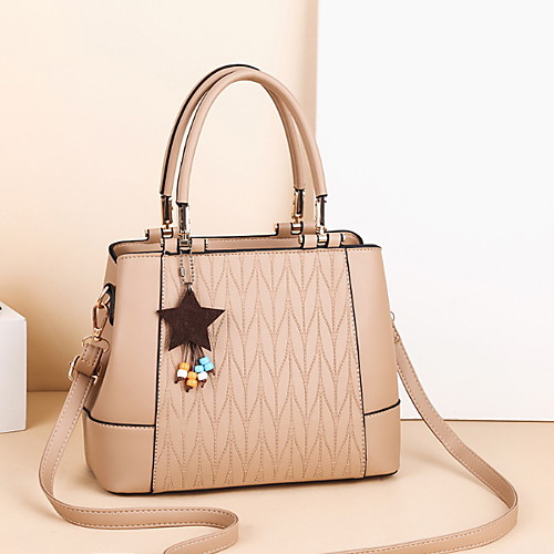 

Women's PU Top Handle Bag Color Block Earth Yellow / Blushing Pink / Red