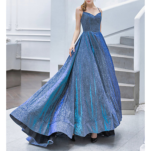 

A-Line V Neck Floor Length Satin Bridesmaid Dress with Sequin