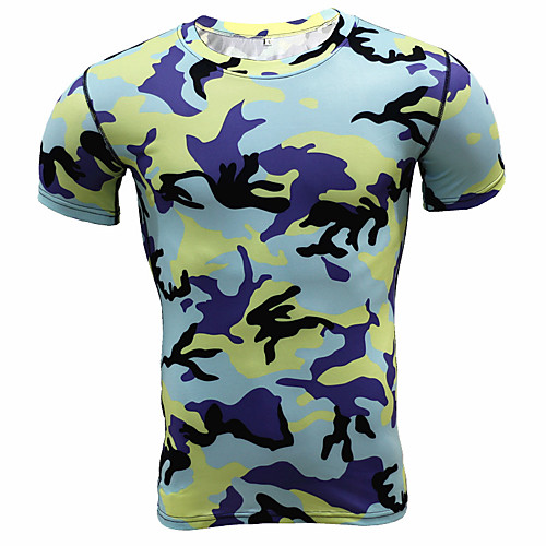 

JACK CORDEE Men's Short Sleeve Compression Suit Polyster Polyester Taffeta Blue Geometic Camo / Camouflage Bike Jersey Top Mountain Bike MTB Road Bike Cycling Breathable Quick Dry Sweat-wicking Sports