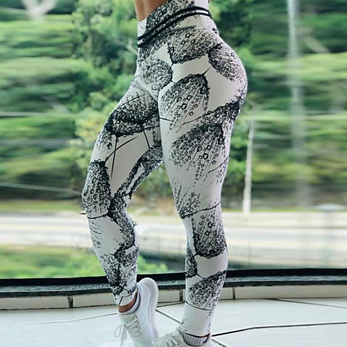 

Women's Basic Legging - Geometric, Print Mid Waist White S M L