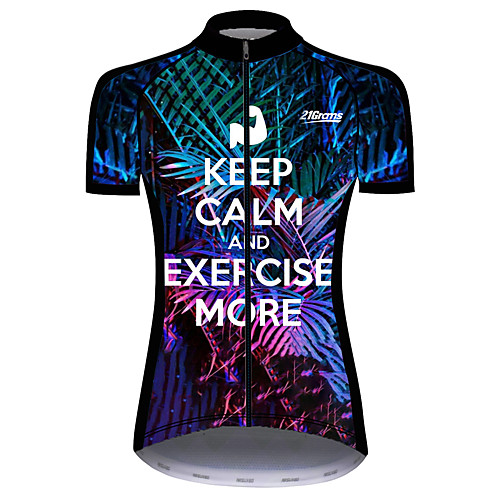 

21Grams Women's Short Sleeve Cycling Jersey 100% Polyester Dark Blue Floral Botanical Bike Jersey Top Mountain Bike MTB Road Bike Cycling UV Resistant Breathable Quick Dry Sports Clothing Apparel