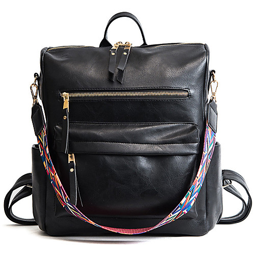 

Large Capacity Polyester PU Zipper Commuter Backpack Solid Color Daily Blushing Pink / Brown / Black