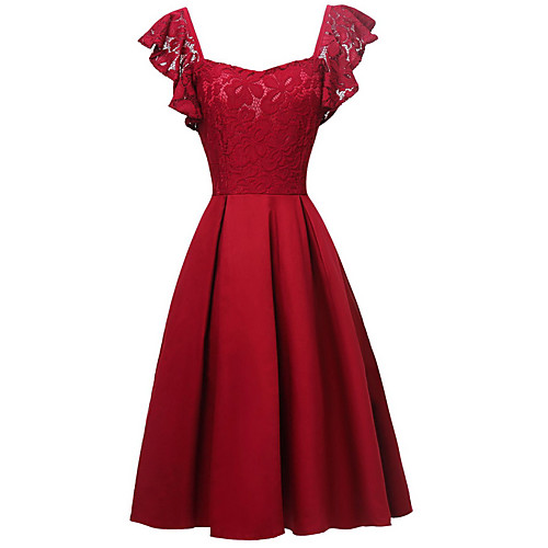 

Women's Wine Blushing Pink Dress A Line Solid Color U Neck S M