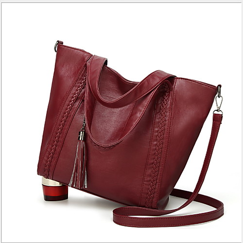 

Women's PU Top Handle Bag Solid Color Wine / Brown / Black