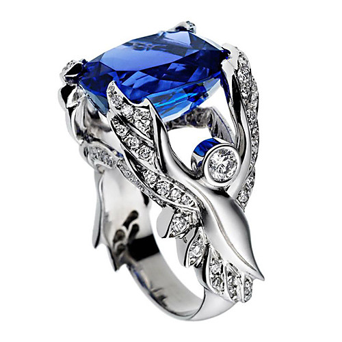 

Women's Ring Belle Ring AAA Cubic Zirconia 1pc Blue Copper Silver-Plated Irregular Statement Luxury Party Evening Gift Jewelry Geometrical Wearable