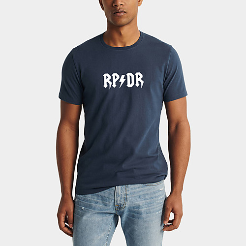 

Men's Daily Sports Business / Basic T-shirt - Solid Colored / Letter Black & White, Print Black