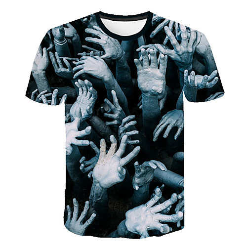 

Men's Daily Sports Street chic / Exaggerated T-shirt - 3D / Abstract / Skull Print Black