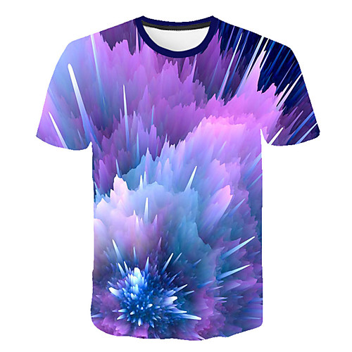 

Men's Daily Sports Street chic / Exaggerated T-shirt - Geometric / Color Block / 3D Print Rainbow
