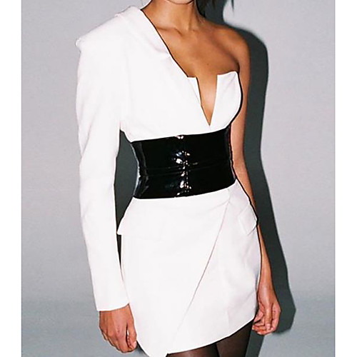 

Women's White Black Dress Bodycon Solid Color Deep V S M