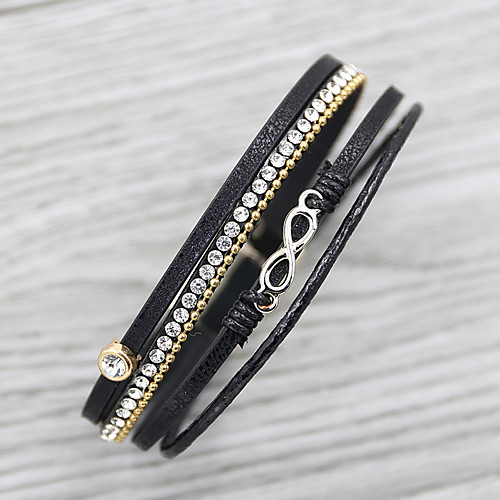 

Women's Chain Bracelet Bracelet Bangles Wrap Bracelet Classic Infinity Simple Basic Casual / Sporty Sweet Folk Style Rhinestone Bracelet Jewelry khaki / White / Black For Daily School Date Vacation