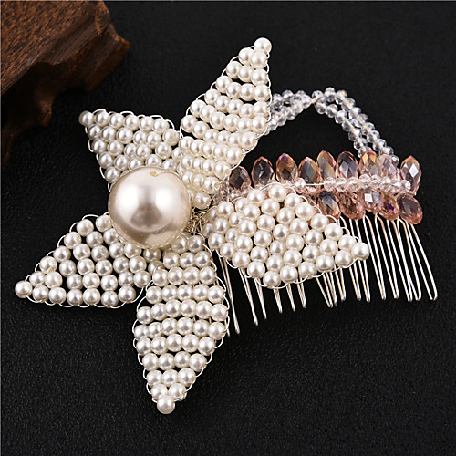 

Women's Hair Combs For Event / Party Engagement Wedding Party Flower Floral Style Imitation Pearl Copper Alloy White / Silver 1pc