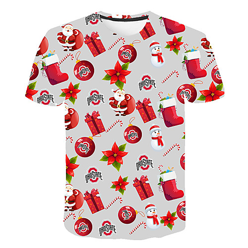 

Men's Daily Going out Basic T-shirt - 3D / Letter Print Gray
