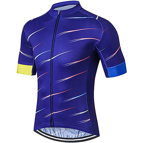 

21Grams Men's Short Sleeve Cycling Jersey 100% Polyester Blue Stripes Bike Jersey Top Mountain Bike MTB Road Bike Cycling UV Resistant Breathable Quick Dry Sports Clothing Apparel / Stretchy