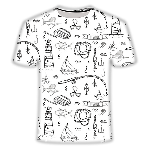 

Men's Daily Going out Basic T-shirt - 3D / Cartoon / Letter Print White