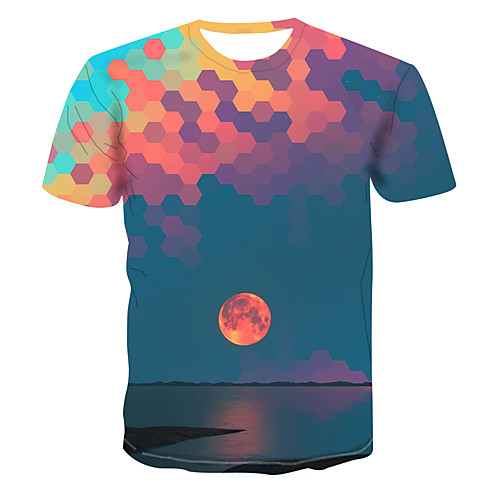 

Men's Club Weekend Street chic / Punk & Gothic T-shirt - Galaxy / Color Block / 3D Print Army Green