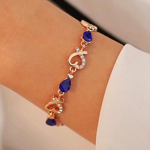 

Women's AAA Cubic Zirconia Tennis Bracelet Hollow Out Heart Simple Fashion Rhinestone Bracelet Jewelry Red / Green / Royal Blue For Date Festival