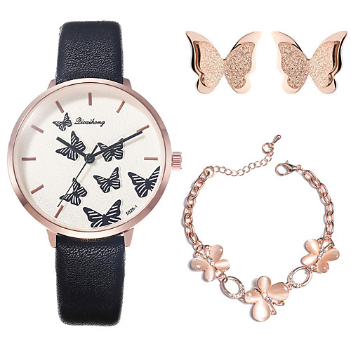

Women's Quartz Watches New Arrival Fashion Black White Brown PU Leather Chinese Quartz Blushing Pink Green White Chronograph Cute New Design 3 Pieces Analog One Year Battery Life