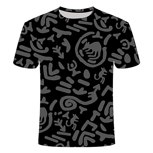 

Men's Daily Going out Basic T-shirt - 3D / Abstract Print Black