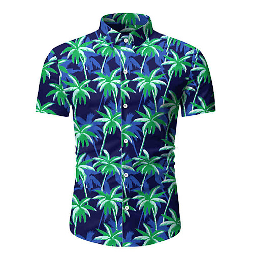 

Men's Daily Weekend Basic / Elegant Shirt - Floral / Color Block Blue