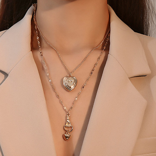 

Women's Pendant Necklace Necklace Layered Necklace Stacking Stackable Heart Boxing Gloves Simple Classic Vintage Trendy Chrome Gold Silver 52 cm Necklace Jewelry 1pc For Street Birthday Party Beach