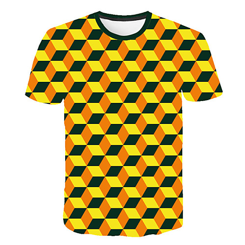 

Men's Daily Sports Street chic / Exaggerated T-shirt - Color Block / 3D / Graphic Print Yellow
