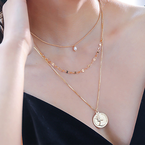 

Women's Pendant Necklace Necklace Layered Necklace Stacking Stackable Lucky Classic Rustic Vintage Trendy Imitation Pearl Chrome Gold 60 cm Necklace Jewelry 1pc For Prom Street Birthday Party Beach