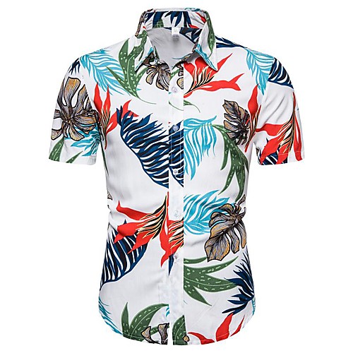 

Men's Daily Going out Basic / Exaggerated T-shirt - Floral / 3D Rainbow