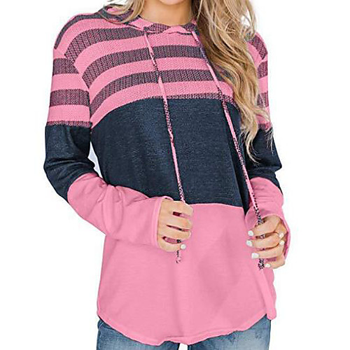 

Women's Casual Hoodie - Color Block Blushing Pink S