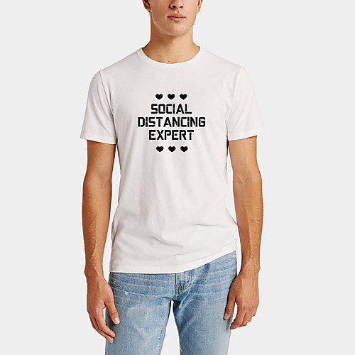 

Men's Daily Sports Business / Basic T-shirt - Solid Colored / Letter Black & White, Print Black