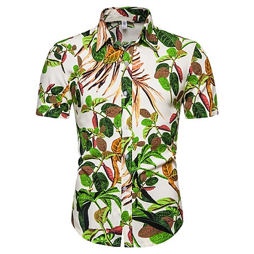 

Men's Daily Going out Basic / Exaggerated T-shirt - Floral / 3D Green