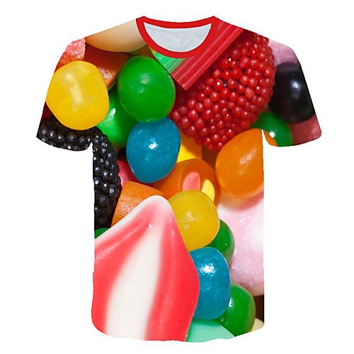 

Men's EU / US Size 3D Graphic Print Slim T-shirt Daily Round Neck Rainbow / Short Sleeve