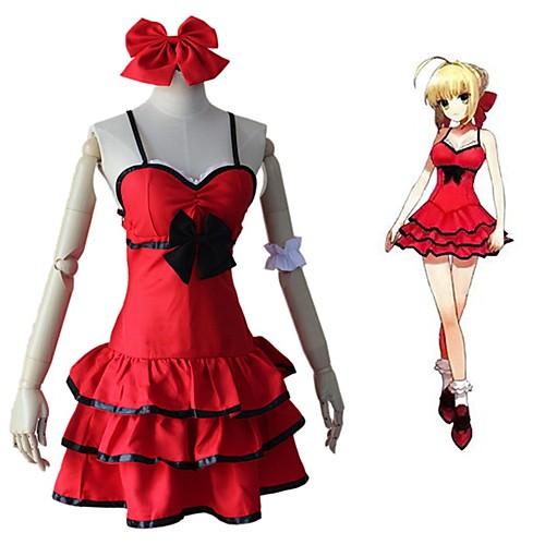 

Inspired by Fate / Extella Saber Anime Cosplay Costumes Japanese Cosplay Suits Dress Tie-on Bows Wristlet For Women's
