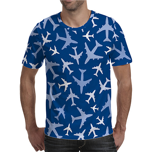 

Men's Holiday Going out Street chic / Exaggerated T-shirt - Geometric / Color Block / 3D Print Rainbow