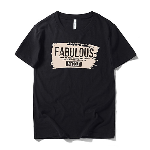 

Men's Daily Sports Business / Basic T-shirt - Solid Colored / Letter Black & White, Print Black