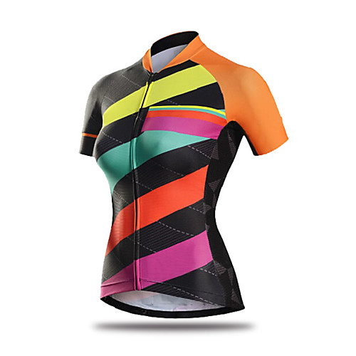 

21Grams Women's Short Sleeve Cycling Jersey 100% Polyester Black / Blue Stripes Geometic Bike Jersey Top Mountain Bike MTB Road Bike Cycling UV Resistant Breathable Quick Dry Sports Clothing Apparel