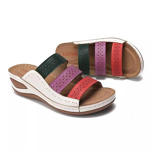 

Women's Sandals Chunky Heel Open Toe PU Summer Blue / White / Brown