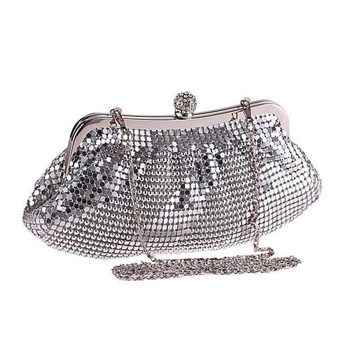 

Women's Sequin / Crystals Polyester Evening Bag Solid Color Silver