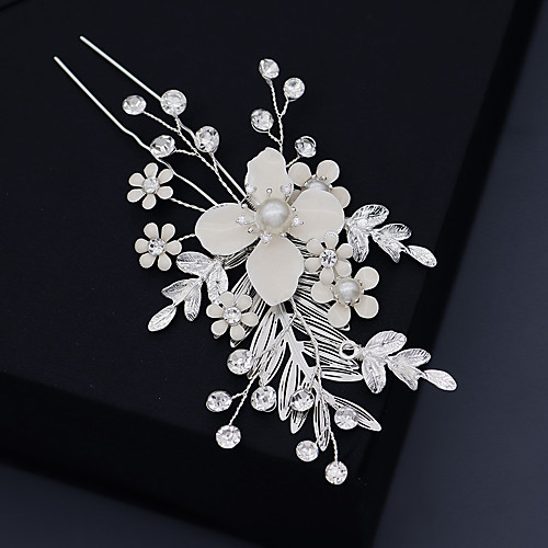 

Women's Hair Sticks For Wedding Anniversary Gift Formal Rhinestone Alloy Silver 1pc