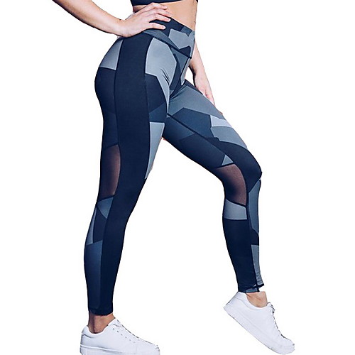 

Women's Basic Legging - Color Block, Print Mid Waist Blue S M L