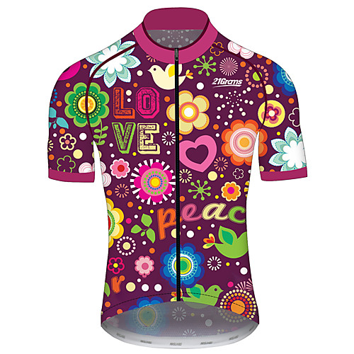 

21Grams Men's Women's Short Sleeve Cycling Jersey 100% Polyester Purple Funny Bike Jersey Top Mountain Bike MTB Road Bike Cycling UV Resistant Breathable Quick Dry Sports Clothing Apparel / Stretchy
