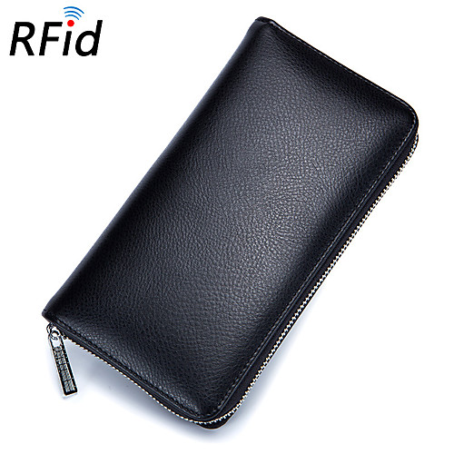 

Unisex Zipper Nappa Leather Wallet Solid Color Black / Purple / Blushing Pink