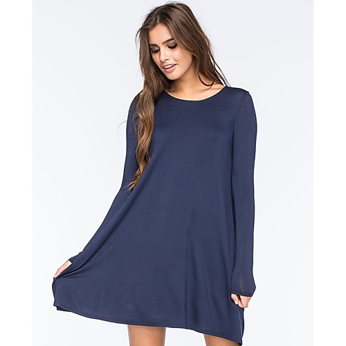 

Women's Wine Purple Dress Loose Solid Color S M Loose