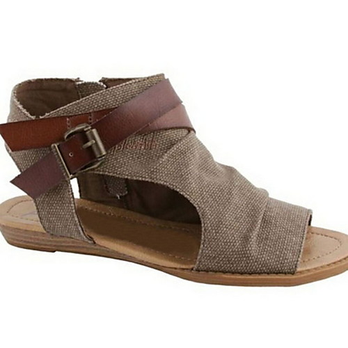 

Women's Sandals Flat Heel Open Toe Canvas Summer Brown / Gray