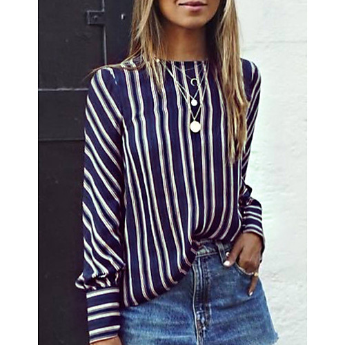 

Women's Striped Blouse Daily Blue