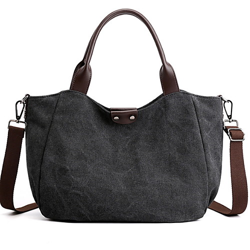

Women's Zipper Canvas Top Handle Bag Solid Color Blue / Black / Gray