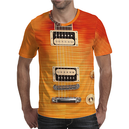 

Men's Holiday Going out Street chic / Exaggerated T-shirt - Geometric / Color Block / 3D Print Rainbow