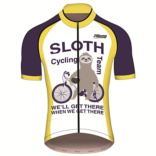 

21Grams Men's Short Sleeve Cycling Jersey 100% Polyester Black / White Animal Sloth Bike Jersey Top Mountain Bike MTB Road Bike Cycling UV Resistant Breathable Quick Dry Sports Clothing Apparel