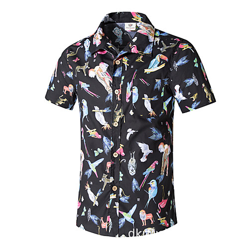 

Men's Going out Beach Boho / Punk & Gothic Plus Size Shirt - Geometric / Color Block / Animal Print White / Short Sleeve
